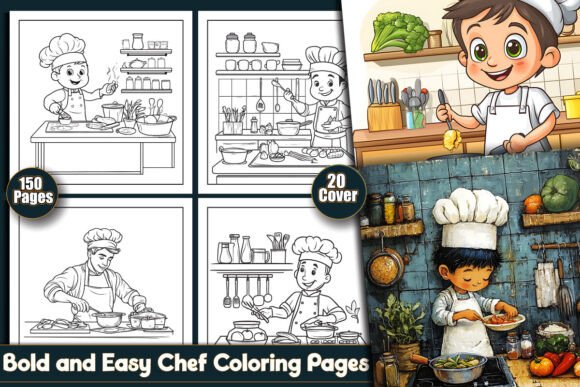 150 Bold and Easy Chef Coloring Pages