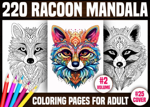 220 Racoon Mandala Coloring Pages - KDP: A Creative Resource for Artists and Publishers