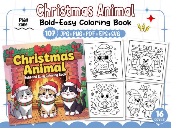 Bold Easy Christmas Animal Coloring Book