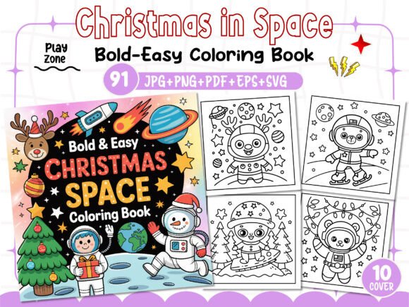 Bold Easy Christmas Space Coloring Book: A Creative Escape for All Ages