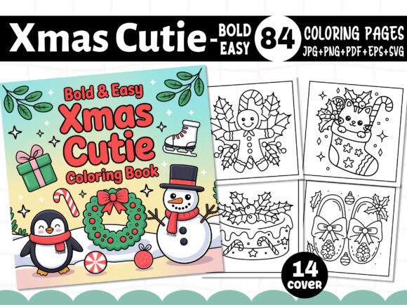 Bold Easy Xmas Cutie Coloring Pages