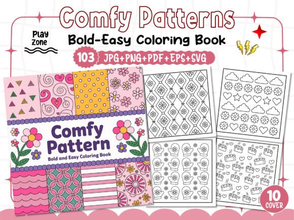 Comfy Pattern Bold Easy Coloring Pages: A Creative Solution for Your KDP Interior Design