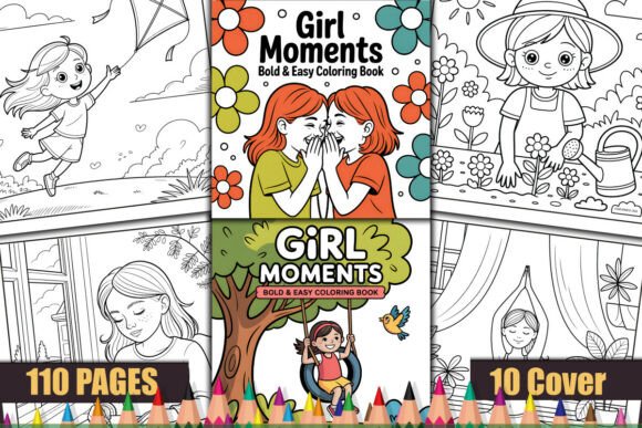 Girl Moments Bold Easy Coloring Pages: A Unique Design for Creative Entrepreneurs and Hobbyists