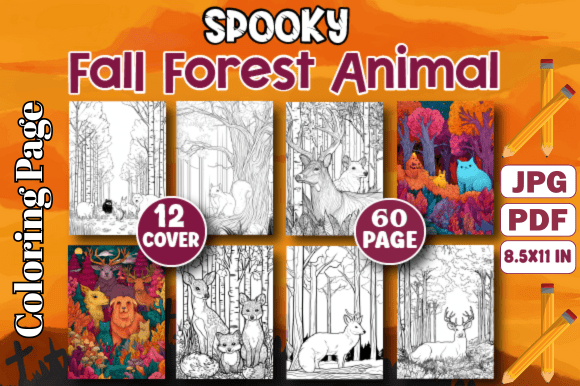 Spooky Fall Forest Animal Coloring Page: A Creative Escape for Adults