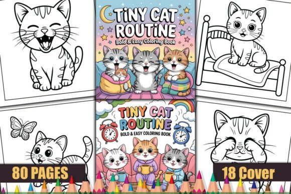 Tiny Cat Routine Bold Easy Coloring Pages: A Versatile Creative Resource for Digital and Print Markets