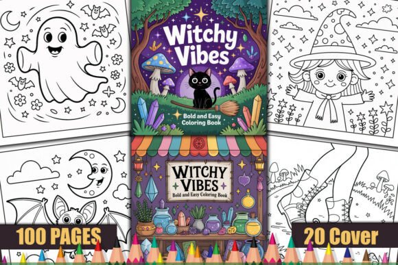 Witchy Vibes Bold and Easy Coloring Page